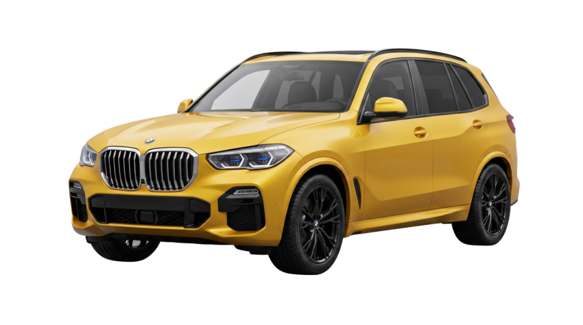 Yellow BMW X5 Luxury SUV Isolated Transparent PNG