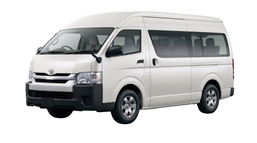 White Toyota Hiace Van PNG Isolated on Transparent Background