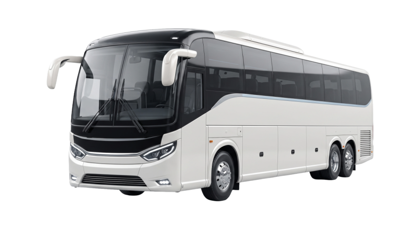 White Luxury Coach Bus PNG Isolated on Transparent Background
