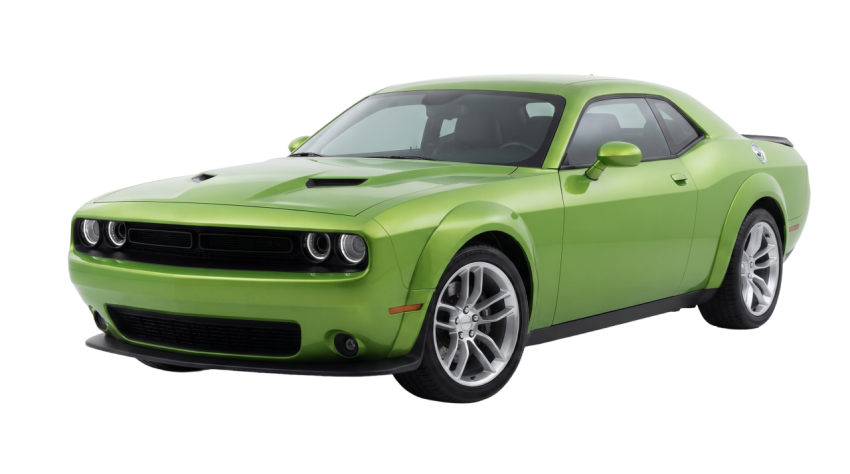 Green Dodge Challenger Sports Coupe Isolated on Transparent Background PNG