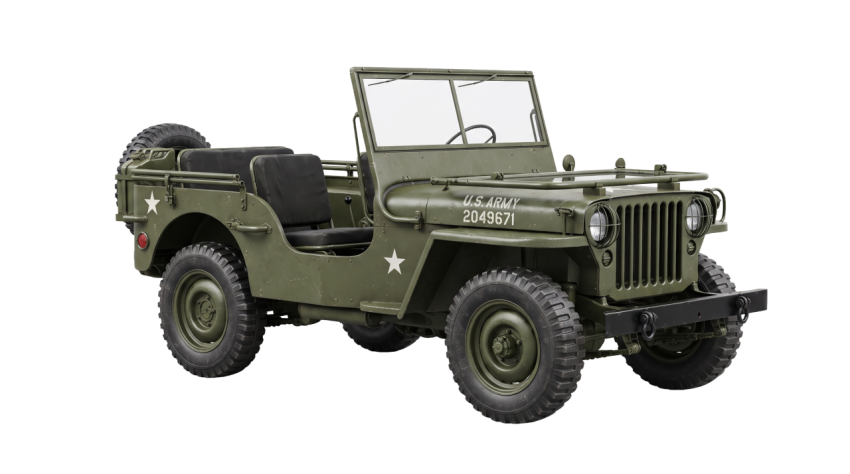 Classic Military Jeep PNG Transparent Background – Vintage Army Vehicle