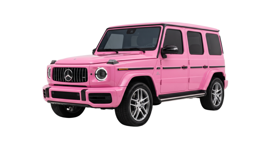 Pink Mercedes-Benz G-Class SUV PNG Isolated on Transparent Background