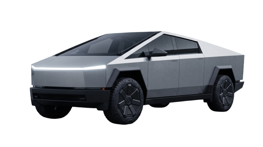 Silver Electric Pickup Truck PNG Transparent Background
