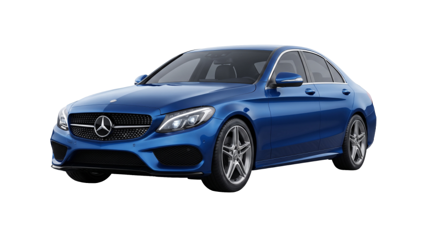 Blue Mercedes-Benz Luxury Sedan Isolated on Transparent PNG
