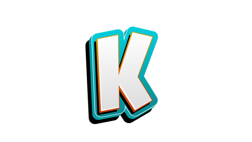 letter K 3d logo design PNG