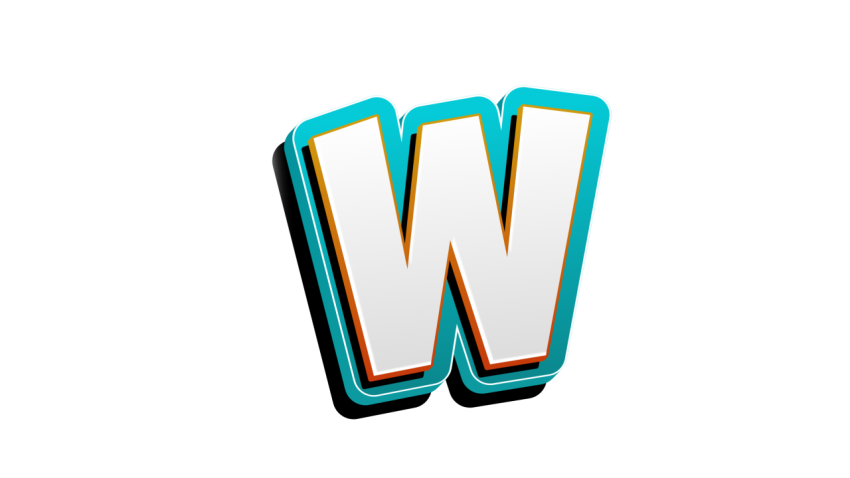 letter W 3d logo design PNG