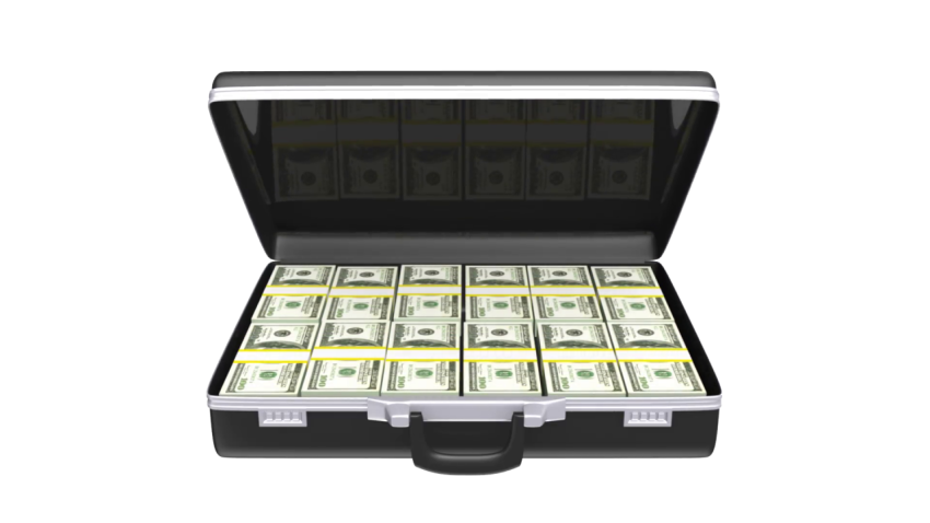 Black case with money PNG image