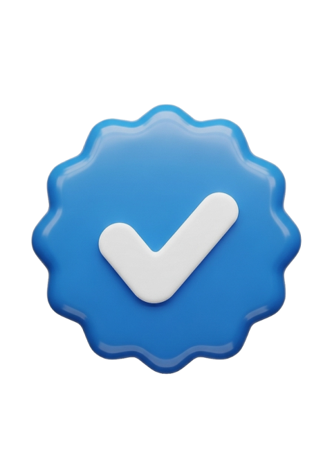 Blue Verified Checkmark Badge Icon (PNG)