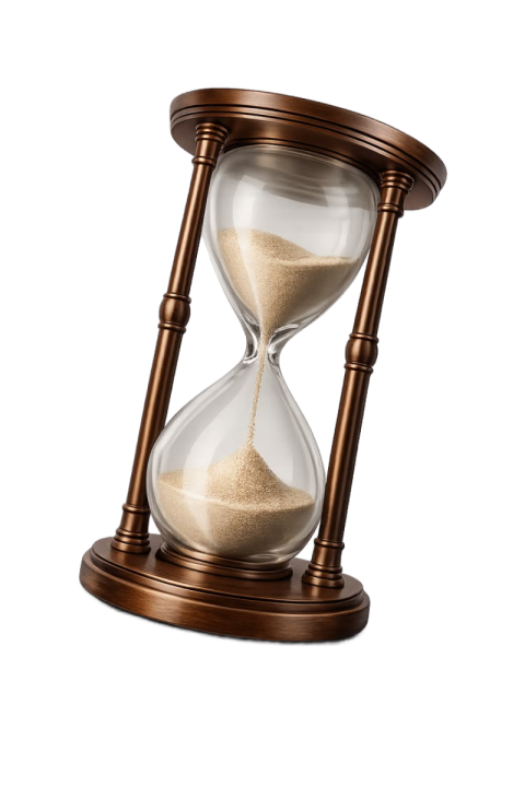 Vintage Bronze Hourglass with Flowing Sand PNG