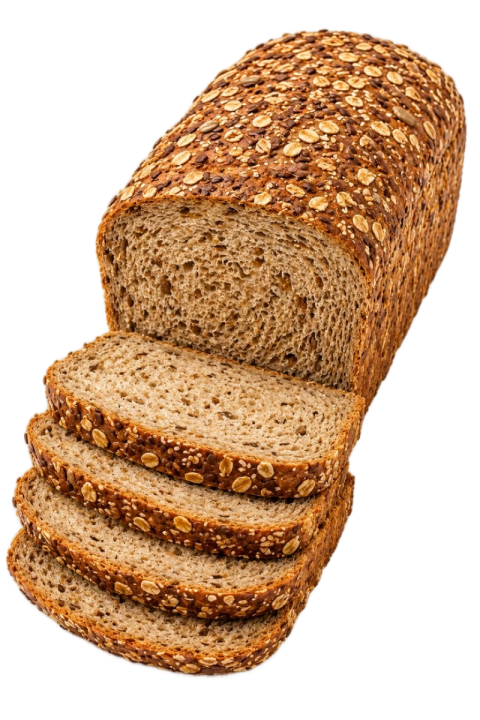Fresh Sliced Whole Grain Bread with Seeds PNG