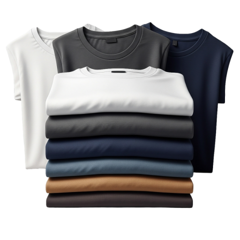 Premium Folded T-Shirts PNG – Neutral Color Collection
