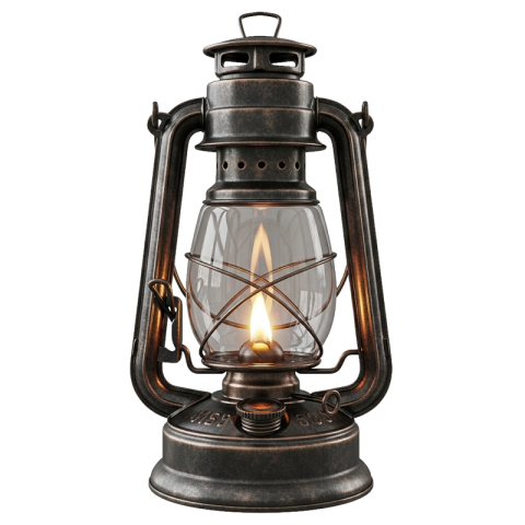 Vintage Oil Lantern PNG – Rustic Light Lamp