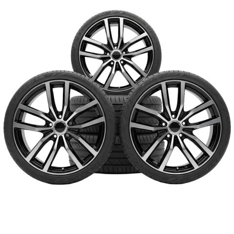 Alloy Car Wheels with Performance Tires PNG Image