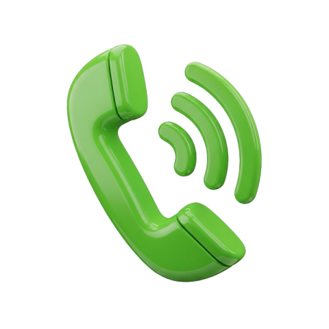 Green Phone Call Icon with Signal Waves