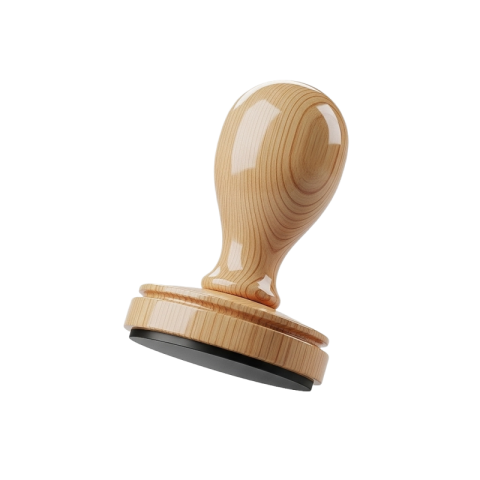 Classic Wooden Rubber Stamp – Isolated PNG