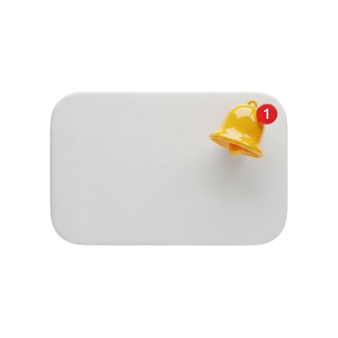 Notification Bell Icon with Alert Badge – Isolated PNG