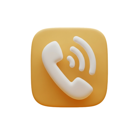 3D Phone Call Icon with Signal Waves (PNG)