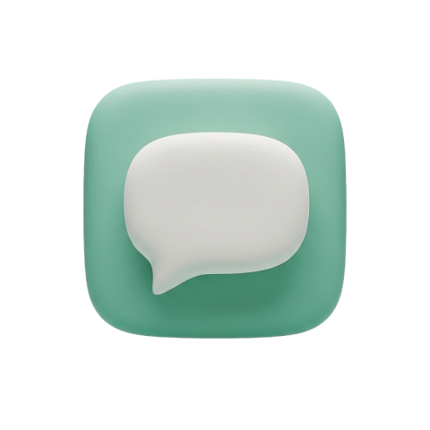 3D Chat Bubble Message Icon on Green Background (PNG)