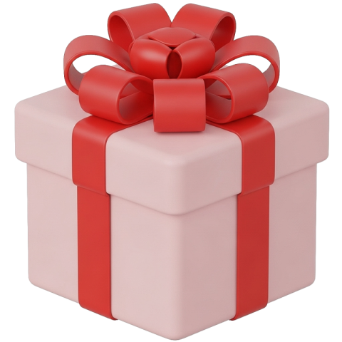Gift Box with Red Ribbon – 3D Present Icon