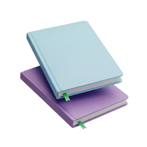 Stacked Books Icon PNG – 3D Notebook Illustration