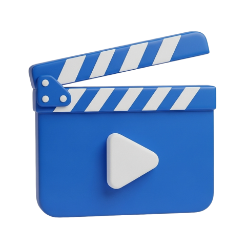 Blue Video Clapperboard Play Icon PNG