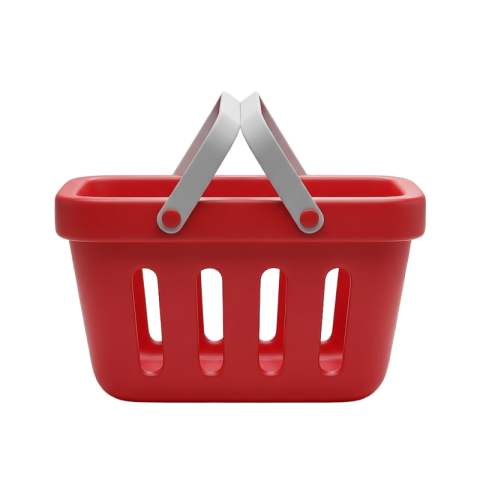 3D Red Shopping Basket Icon PNG (Transparent Background)