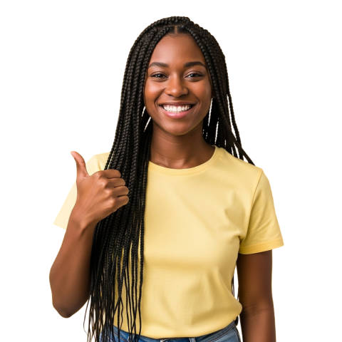 Smiling Woman Giving Thumbs Up Isolated PNG