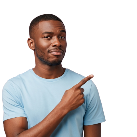 Confident Man Pointing with a Knowing Expression