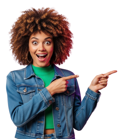 Excited Woman Pointing Sideways