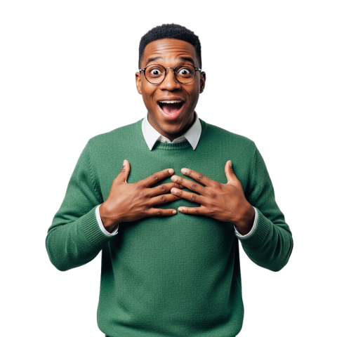 Surprised Man with Glasses Expressing Shock PNG