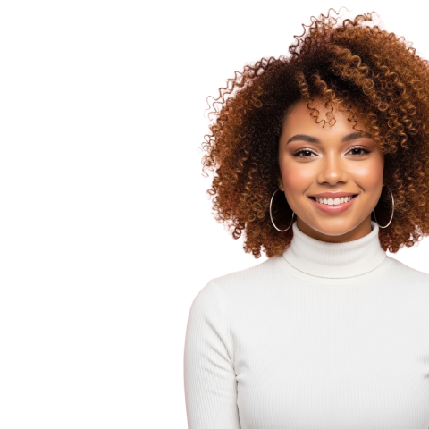Smiling Woman with Curly Hair Portrait