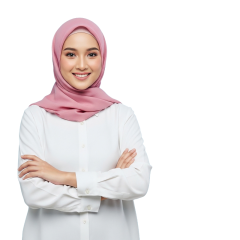 Confident Woman in Pink Hijab with Arms Crossed