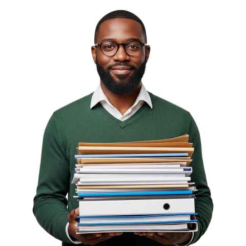 Professional Man Holding Stack of Documents