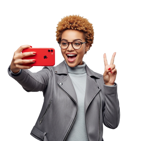 Woman Taking Selfie with Peace Sign