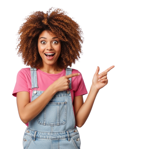 Excited Woman Pointing to Side