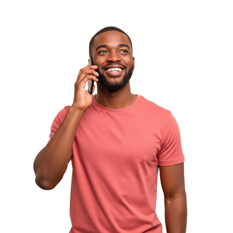 Man Talking on Phone Smiling