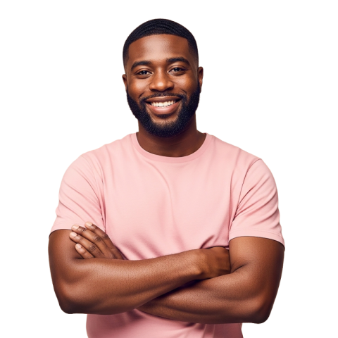 Friendly Smiling Man with Folded Arms PNG Portrait