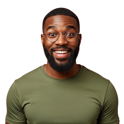 Smiling Man with Glasses Portrait PNG