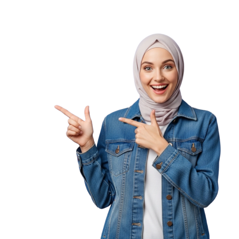 Excited Woman Pointing Gesture PNG