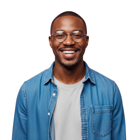 Smiling Man in Denim Shirt Portrait