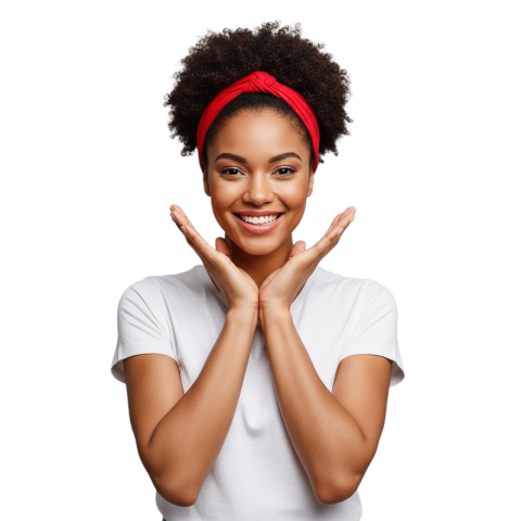 Radiant Woman with Natural Hair Smiling Brightly