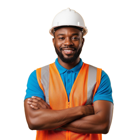Confident Construction Worker in Safety Gear