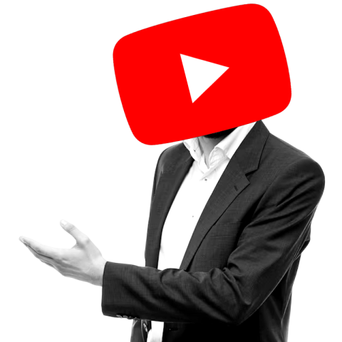A man showing something with YouTube logo
