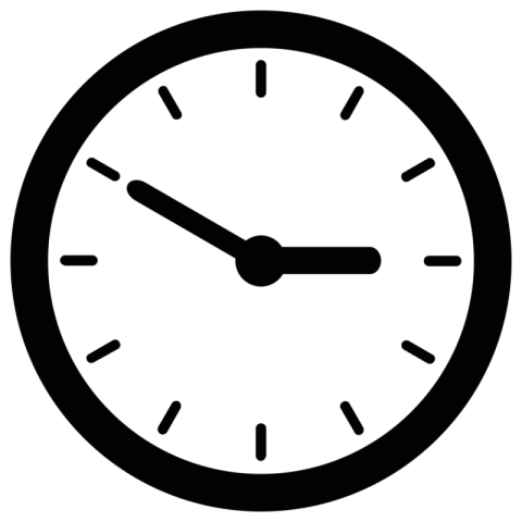 A black clock icon PNG image