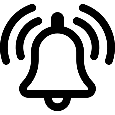 A black Bell icon PNG image