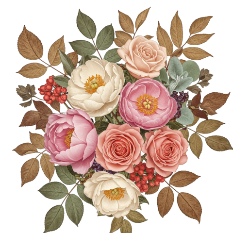 A Vintage Botanical Flowers PNG Images