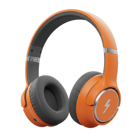 Orange over-ear wireless headphones PNG Image