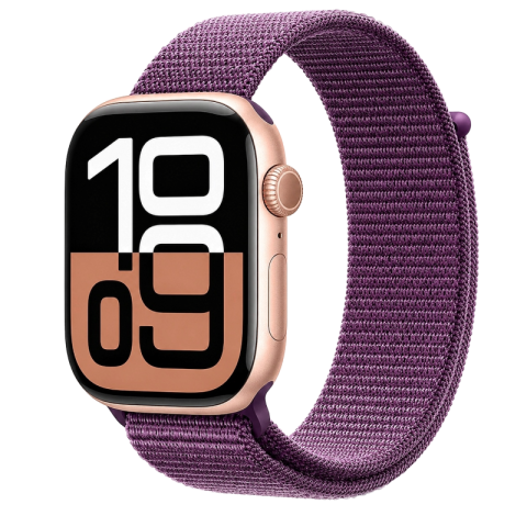Apple Watch Rose Gold with Purple Sport Loop Band Transparent PNG