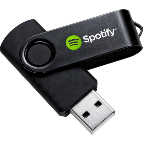 Spotify Branded Black Swivel USB Flash Drive Transparent PNG