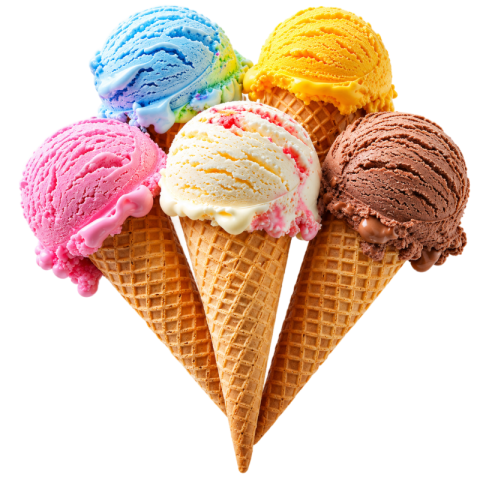 Assorted Ice Cream Cones Set PNG Transparent Background